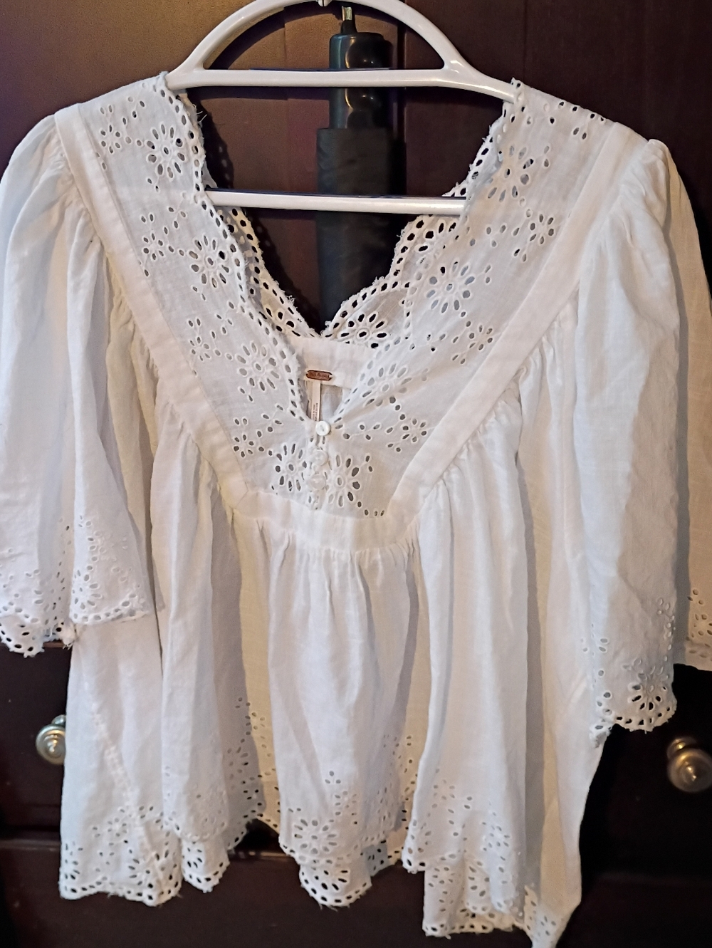 Free People Costa White Eyelet Top